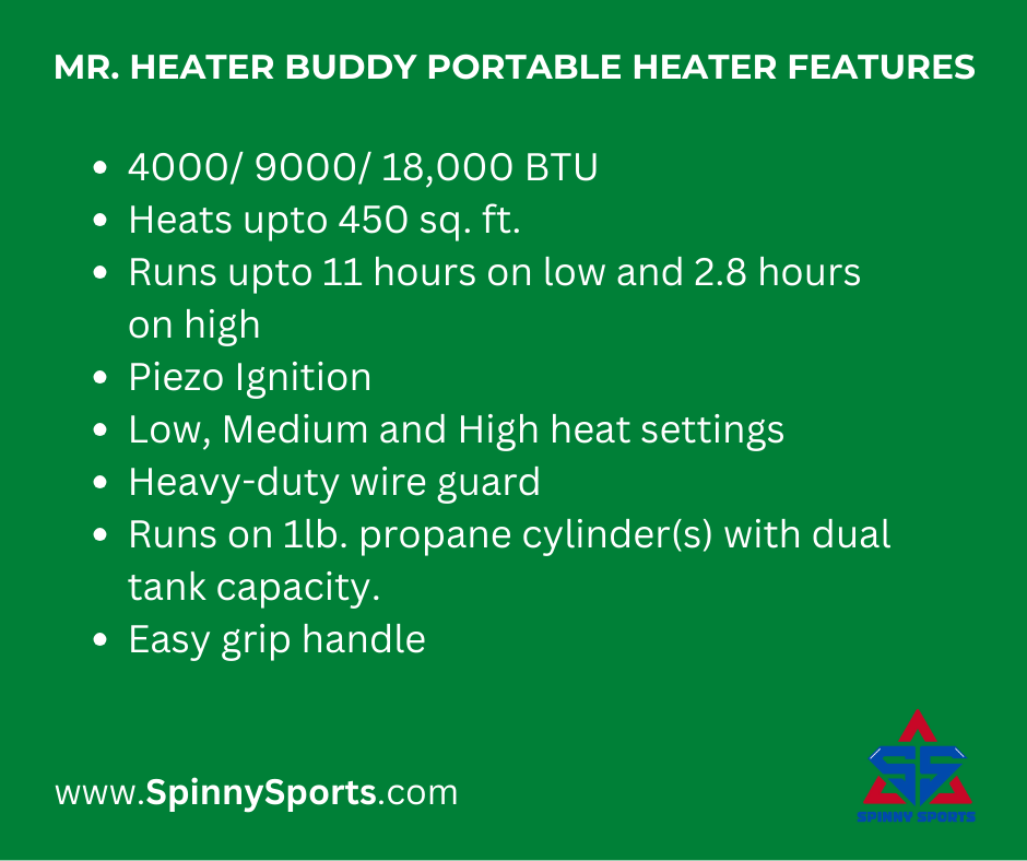 Mr. Heater Buddy Portable Propane Radiant Heater Features
