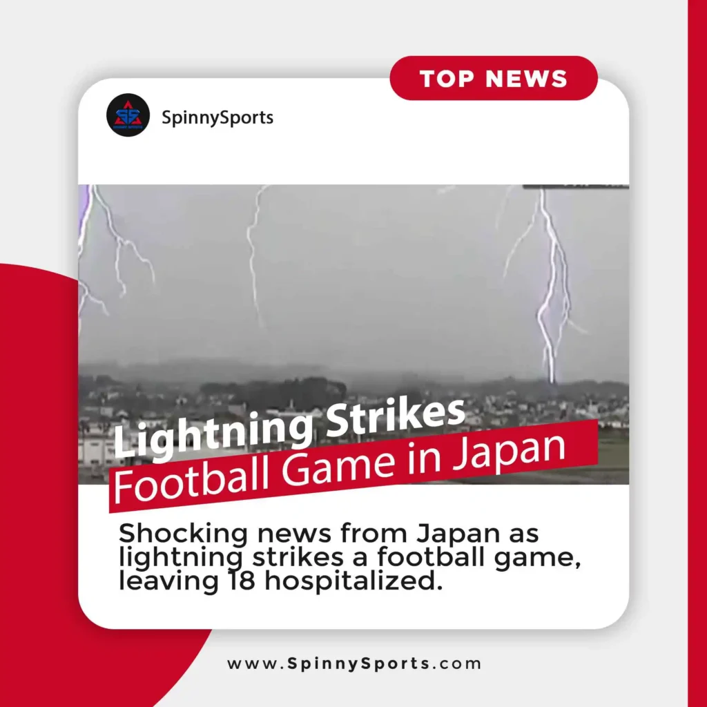 lightning strikes football game in Japan